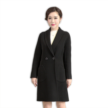 2016韩版女装爆款纯色开衫全羊毛呢外套中长款羊绒大衣女