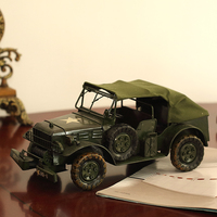 复古铁艺军车玩具老解放卡车模型汽车模型合金车客厅书房桌面摆件