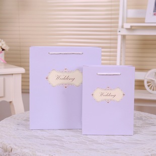 香芋紫结婚手提袋 婚庆用品欧式创意糖果袋子烟糖盒喜糖袋小号
