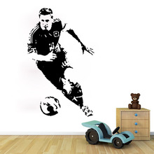 创意个性足球运动名人墙饰 男孩卧室客厅背景装饰布置黑色墙贴纸