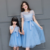 亲子装2016夏装新款韩版大码母女装女童蕾丝公主裙母女连衣裙特价