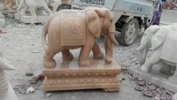 红石镇宅招财小象 门口装饰摆件 大理石雕刻大象 吉祥如意象