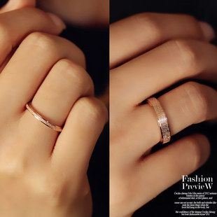 两个包邮 磨砂大牌戒指 不褪色钛钢韩国韩版时尚玫瑰金女食指尾戒
