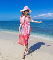 度假波西米亚长裙沙滩裙海边花式连衣裙 比基尼罩衣雪纺防晒衣