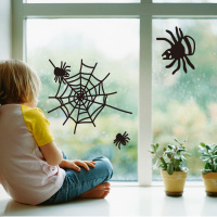 可移除新款动物黑色墙贴蜘蛛卧室客厅玻璃装饰贴画昆虫贴纸