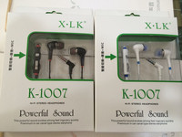 XLK K1007 高端入耳式耳机批发 智能全通用 重低音耳塞 线控耳机