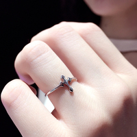 s925纯银女款开口极简十字架戒指个性时尚关节戒食指指环可调大小