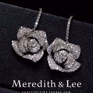 Meredith&Lee 韩国设计珠宝花立体玫瑰璀璨气质新娘结婚礼服耳环