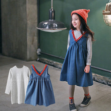 韩版女童两件套时尚娃娃连衣裙韩国爆款童连衣裙