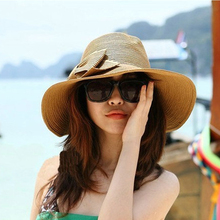 2015年新款日本拉菲草帽女士夏天韩版大沿遮阳帽沙滩防晒太阳帽