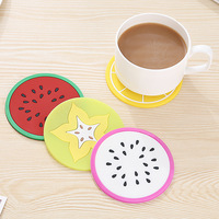 硅胶水果杯垫 缤纷果冻色水果造型杯垫 创意防滑隔热垫茶杯垫