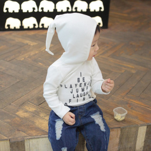 中小童卫衣 2015秋新款男女童上衣T恤 韩版尖尖帽儿童T恤包邮