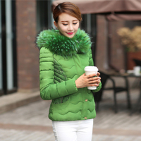 龟伯伯 2015冬季新款韩版女装拉链通勤蝴蝶结连帽修身长袖棉衣