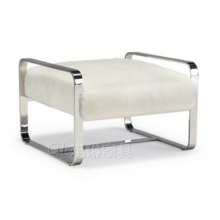 现代简约金属定制白色毛线布艺软包小矮凳换鞋凳床尾凳商场休息凳