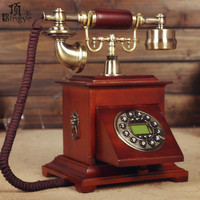 顶爷时尚创意仿古欧式老式田园复古电话机家用办公座机实木电话机