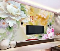 3D现代中式家和富贵瓷砖背景墙电视客厅沙发仿古砖文化墙砖艺术