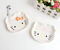3件包邮 hello kitty凯蒂猫陶瓷餐盘 点心盘鱼盘猫头果盘早餐盘子