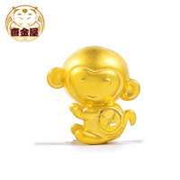 黄金转运珠 十二生肖猴子转运珠3D硬金猴有钱黄金手链男女款B0224