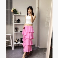 2016韩国代购夏季新甜美气质吊带上衣单高腰层次蛋糕半裙