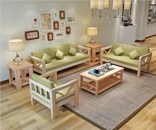 现代简约实木沙发松木沙发单双三四人多人沙发客厅组合沙发可定制