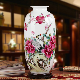 厂家直销批发价 名家夏国安景德镇陶瓷器花瓶 手绘粉彩富贵长寿瓶