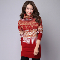 2015秋冬款韩版女装修身显瘦套头中长款针织打底衫女士毛衣女加厚