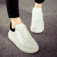 2015秋季新款女鞋 系带白色平底休闲板鞋女韩版潮女单鞋滑板鞋