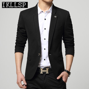 高端定制IKLLSP 新款修身小清新一粒扣休闲男士西装外套