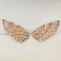 俊皇珠宝 天然钻石耳环天使的翅膀14k白金玫瑰金k金时尚欧美款