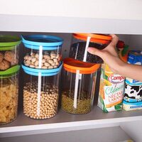 4个包邮 厨房可叠加食品储物罐 零食收纳罐 透明塑料杂粮密封罐