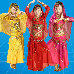 少儿童肚皮舞新疆演出服套装亮点长袖裙舞蹈服装小孩印度舞多件套