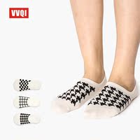 VVQI夏季黑白条纹千鸟格豹纹女士薄款透气隐形袜豆豆鞋浅口船袜子