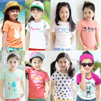 2015夏装韩版新款简约图案女童童装宝宝儿童短袖T恤上衣棉tx-3275
