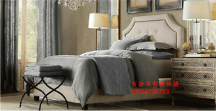 新款美式 布艺床 北欧宜家布床 现代简约软体床 1.8米双人床