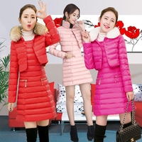 棉衣套装女冬季2017新款韩版时尚两件套裙子修身显瘦羽绒棉袄短款