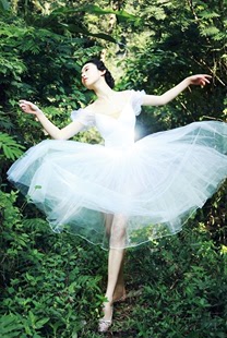 泡泡袖V领芭蕾舞裙成人芭蕾舞蓬蓬裙专业舞蹈长纱裙白天鹅演出服