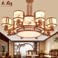 仿古中式客厅吊灯圆形大气客厅灯具实木中式灯创意餐厅书房卧室灯