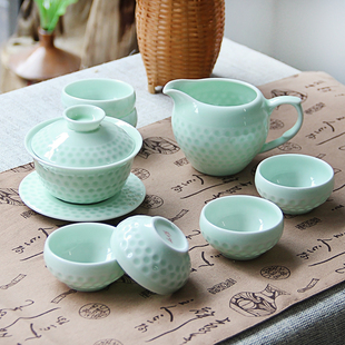龙泉青瓷茶具盖碗茶碗茶杯陶瓷茶具套装品茗杯景德镇功夫茶具包邮