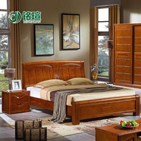 铭瑄全实木床现代中式高箱1.8米双人床梳妆台衣柜卧室组合套装