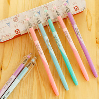 韩国文具 可爱小清新果冻色粉嫩签字笔水笔 糖果色钻石头中性笔