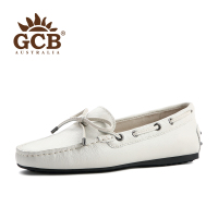 GCB豆豆鞋女真皮秋季白色鞋一脚套单鞋防滑耐磨休闲平底鞋 GC8613