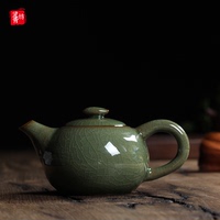 龙泉青瓷仿古铁胎玻璃釉大号茶壶 陶瓷功夫茶具茶道 柴窑烧茶壶