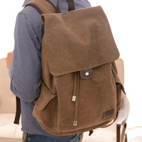 简约男包帆布双肩包韩版大容量水桶包学生包书包旅行包ipad电脑包