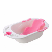 贝特倍护 婴儿儿童爱心浴盆粉色 防滑纹可拆卸浴架防滑便携排水