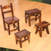 复古防腐木头换鞋小板凳 仿古小方凳实木儿童矮凳子餐馆手工木凳