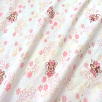 进口米老鼠粉红色镶金小碎花纯棉薄棉布料|服装面料/童装衬衫裙子