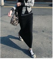 春秋季新款韩国运动休闲街头风抽绳系带高腰口袋卫衣棉半身长裙