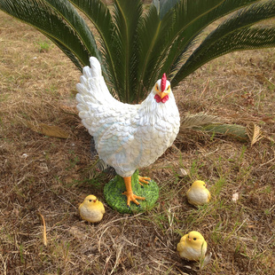 树脂仿真动物模型家居户外景观绿化园林装饰品摆件母鸡小鸡工艺品