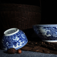 景德镇陶瓷中式厨房米饭碗家用青花瓷餐具套装古典园林微波炉适用