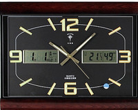 正品北极星强夜光挂钟液显万年历电子钟欧式客厅办公大方形挂钟表